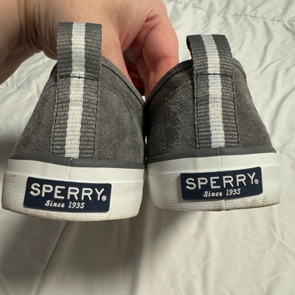 Sperry Top Side Women Seaside Quilted Suede Slip on Sneakers Gray 8 Memory Foam - Picture 7 of 13
